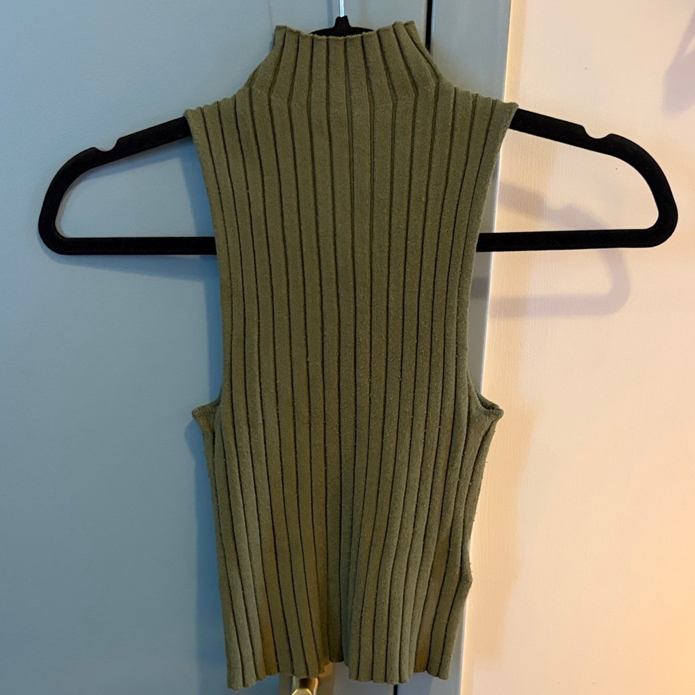 Urban Outfitters Olive Ribbed Mock Neck Tank
